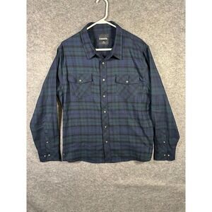 RSQ Mens Flannel Shirt, Large, Blue Green Plaid, Long Sleeve, Casual,‎ Outdoors